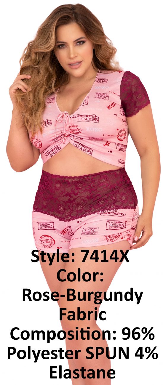 Mapale 7414 Two Piece Pajama Set - Top and Shorts