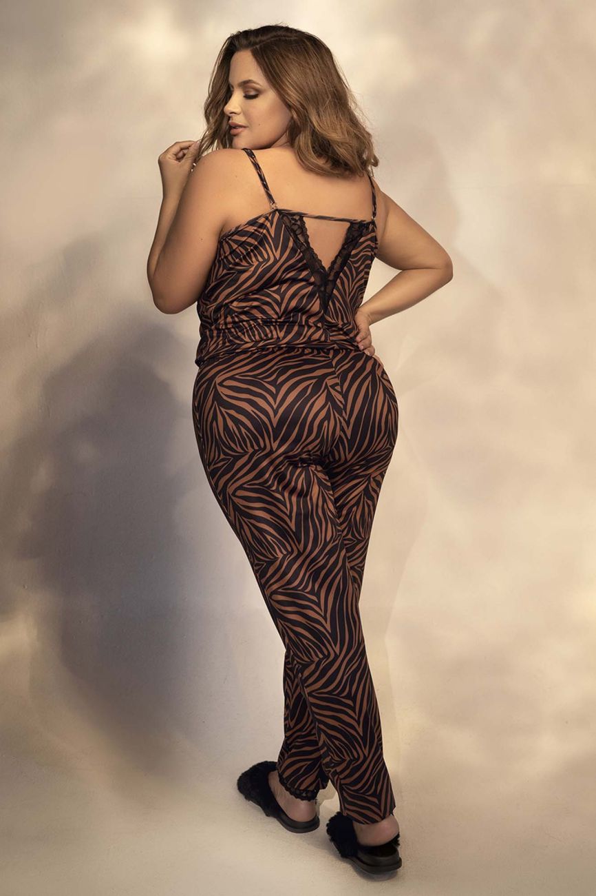 Mapale 7452 Two Piece Pajama Set Top and Pants Animal Print