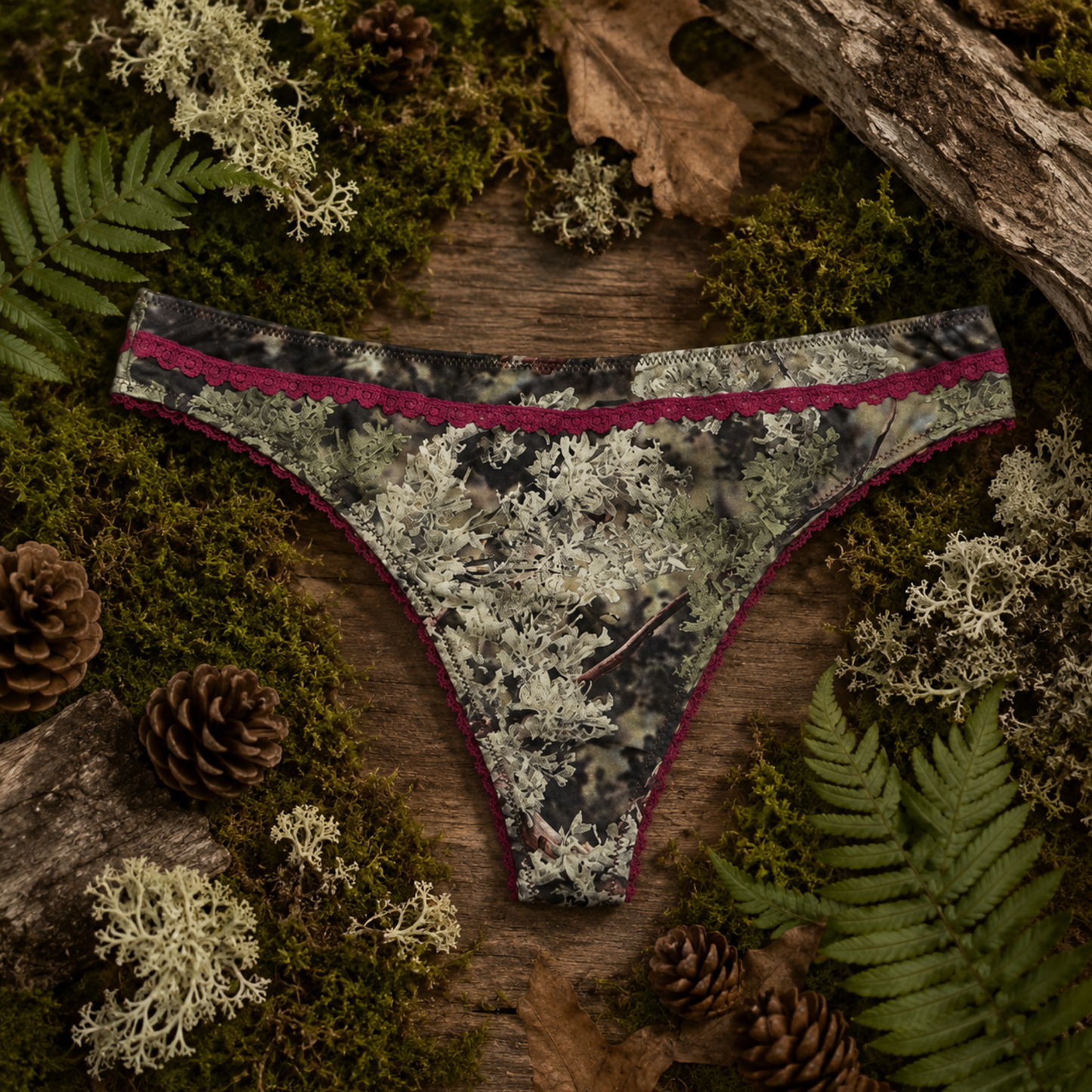 Women's Camo Hunting Thong - King's Camo Scalloped Lace Underwear - Wilderness Dreams