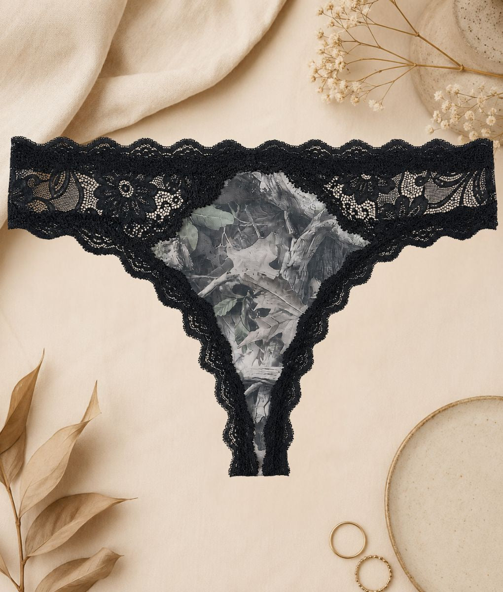 Women's Camo Lace Thong - Faded Hunting Underwear