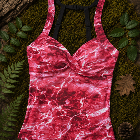 Women's Camo Tankini Swimsuit - Anemone Black Hunting Swimwear - Wilderness Dreams