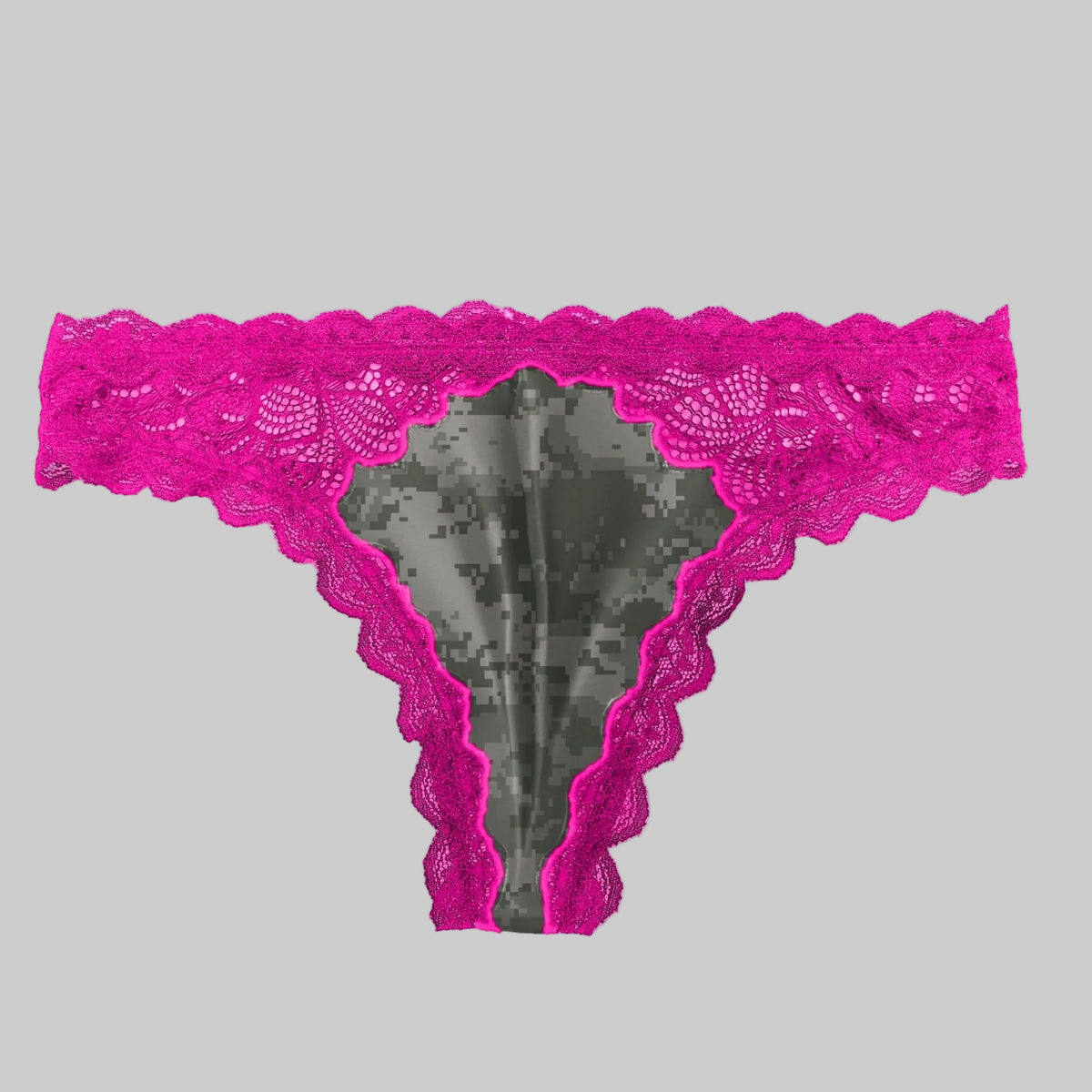 Women's Pink Camo Lace Thong - Atlas Fuchsia Hunting Underwear - view 2