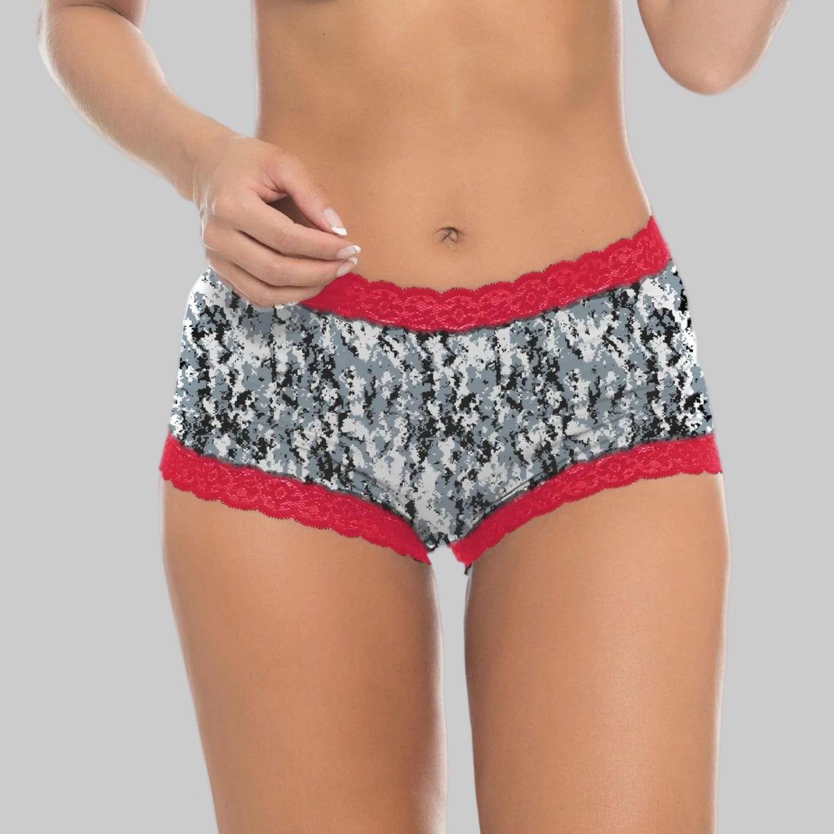 Women's Camo Hunting Boyshort Panty - Envision Red Underwear - view 2
