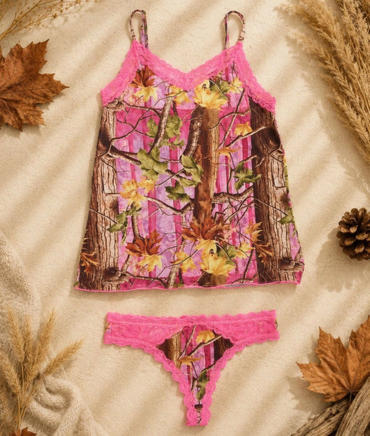Pink Woods Camo Camisole + Thong Bundle