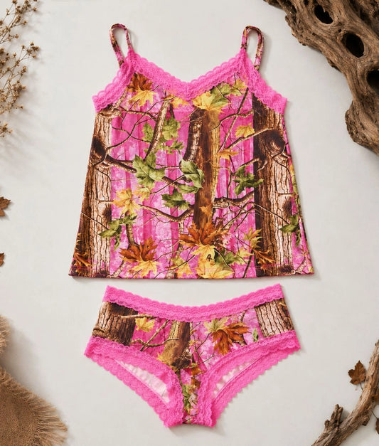 Pink Woods Camo Camisole + Boyshort Bundle