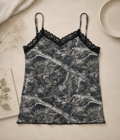 Women's Camo Stretch Camisole - Faded Hunting Tank Top - Wilderness Dreams