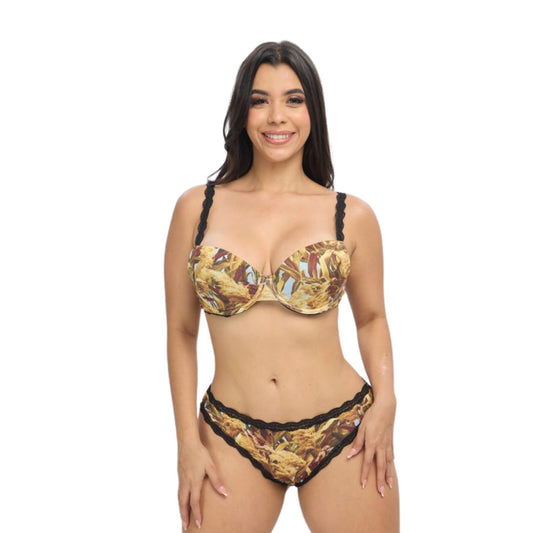 Women's Camo T-Shirt Padded Bra + Panty Bundle - GoldenMarsh Hunting Lingerie - Wilderness Dreams