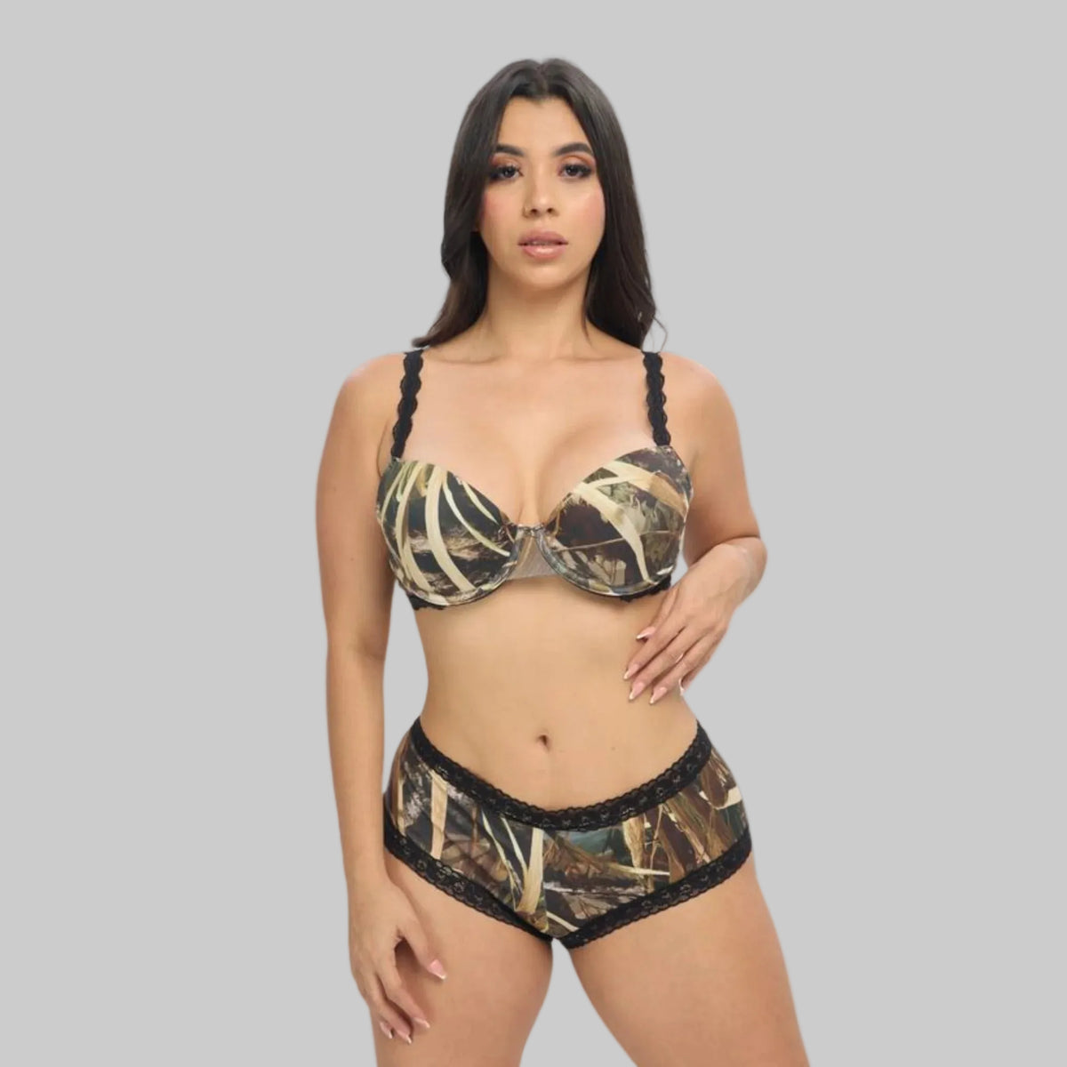 Women's Camo T-Shirt Padded Bra + Boyshort Bundle - WillowCreek Hunting Lingerie - Wilderness Dreams