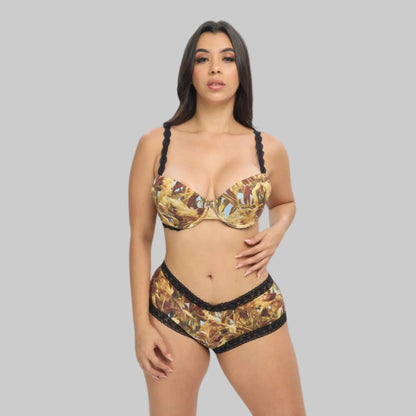 Women's Camo T-Shirt Padded Bra + Boyshort Bundle - GoldenMarsh Hunting Lingerie - Wilderness Dreams