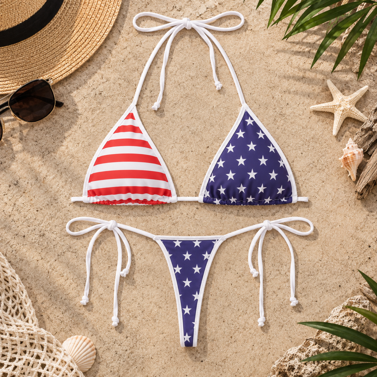 American Bikini Set – USA Flag Print Two-Piece Swimsuit