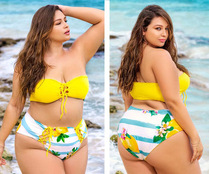 Mapale 67037 Reversible Two Piece Swimsuit Yellow-Citrus Print