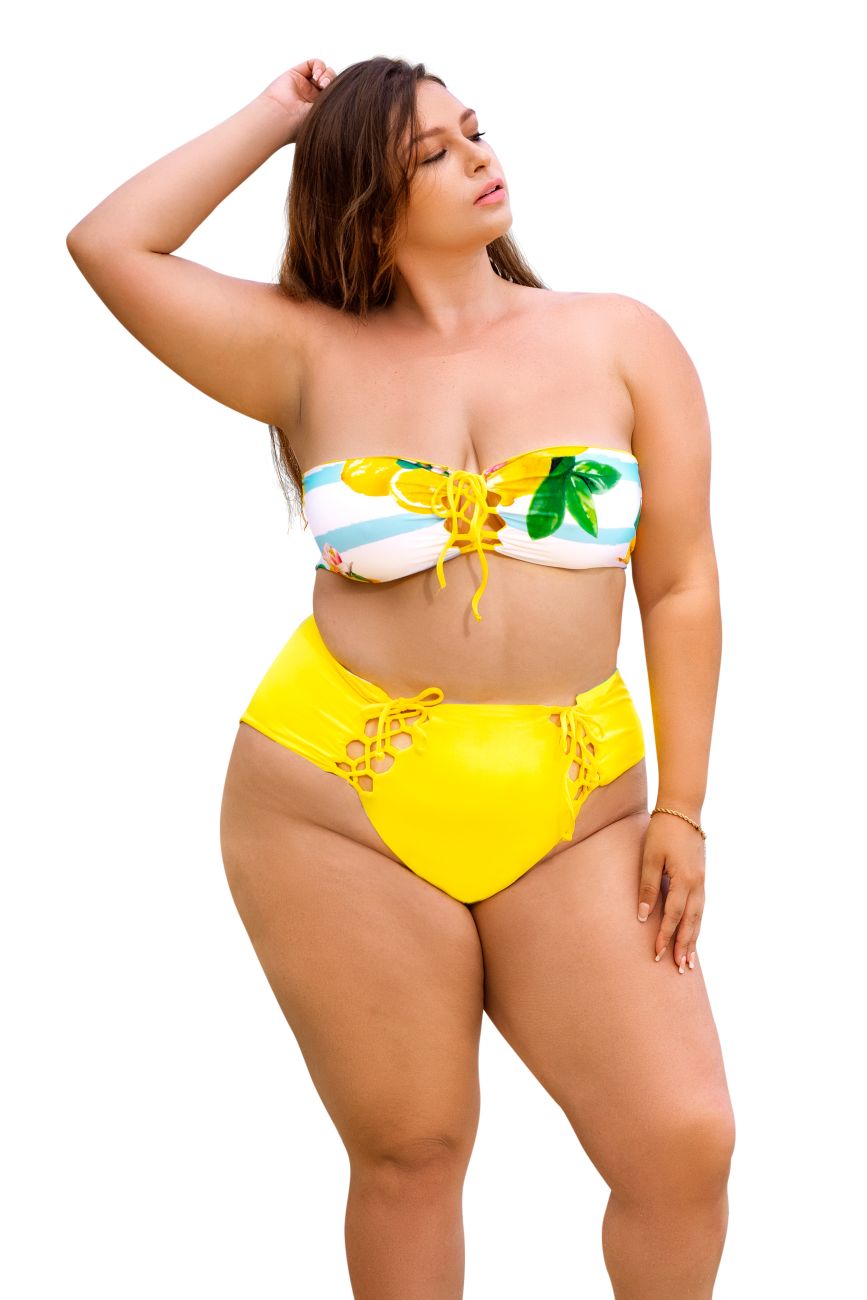 Mapale 67037 Reversible Two Piece Swimsuit Yellow-Citrus Print