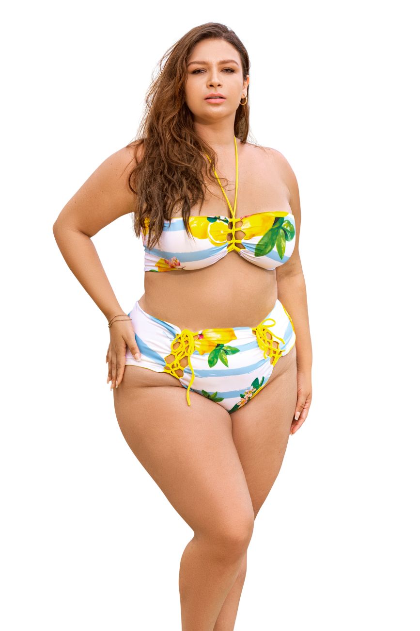 Mapale 67037 Reversible Two Piece Swimsuit Yellow-Citrus Print