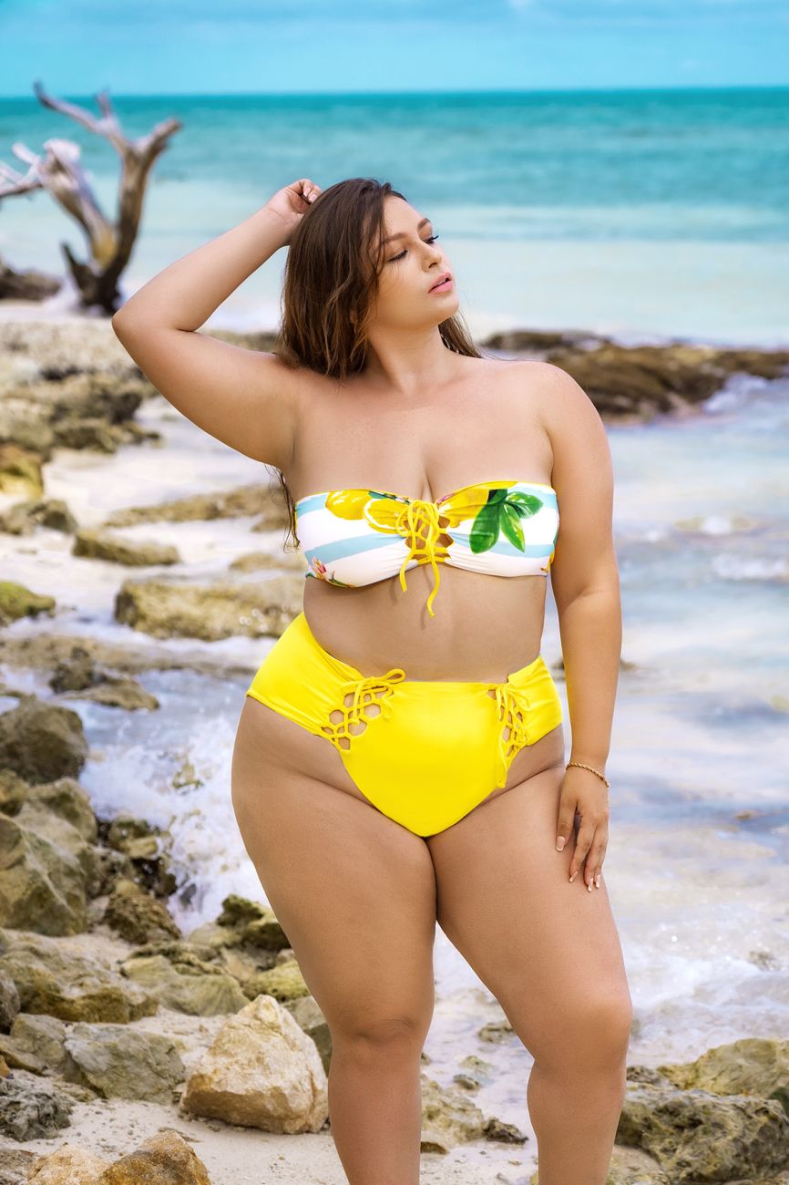 Mapale 67037 Reversible Two Piece Swimsuit Yellow-Citrus Print