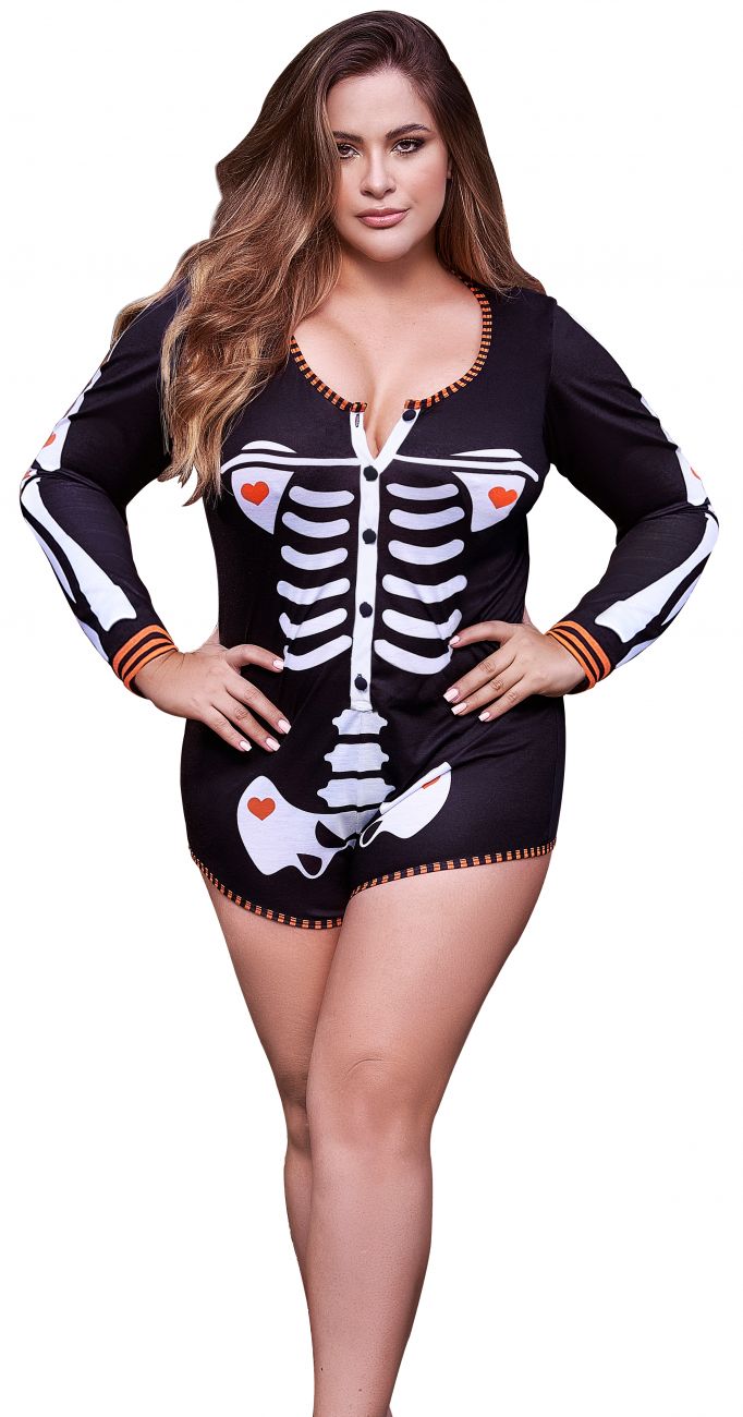 Mapale 7326X Long Sleeve Sleep Romper Color Black Prints