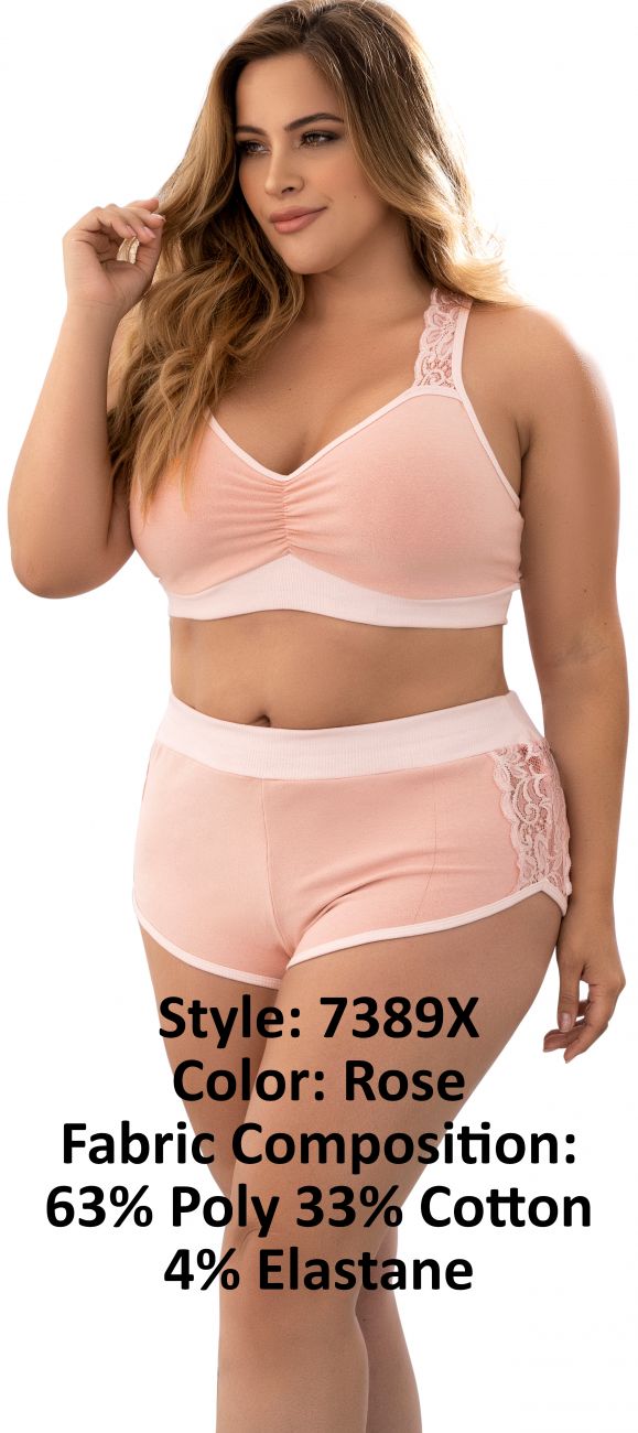 Mapale 7389X Two Piece Pajama Set. Top and Shorts Color Rose