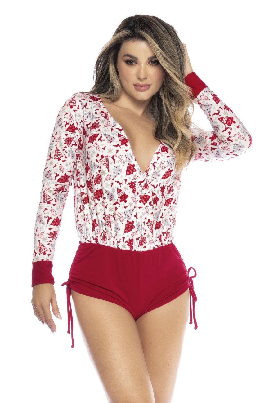 Mapale 7530 Long Sleeve Sleep Romper Holiday Print