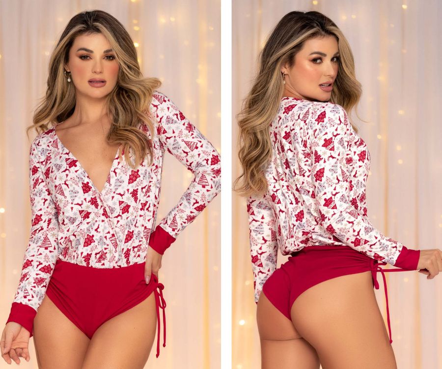 Mapale 7530 Long Sleeve Sleep Romper Holiday Print