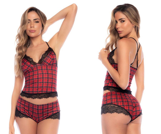 Mapale 7589 Two Piece Pajama Set Color Red Plaid