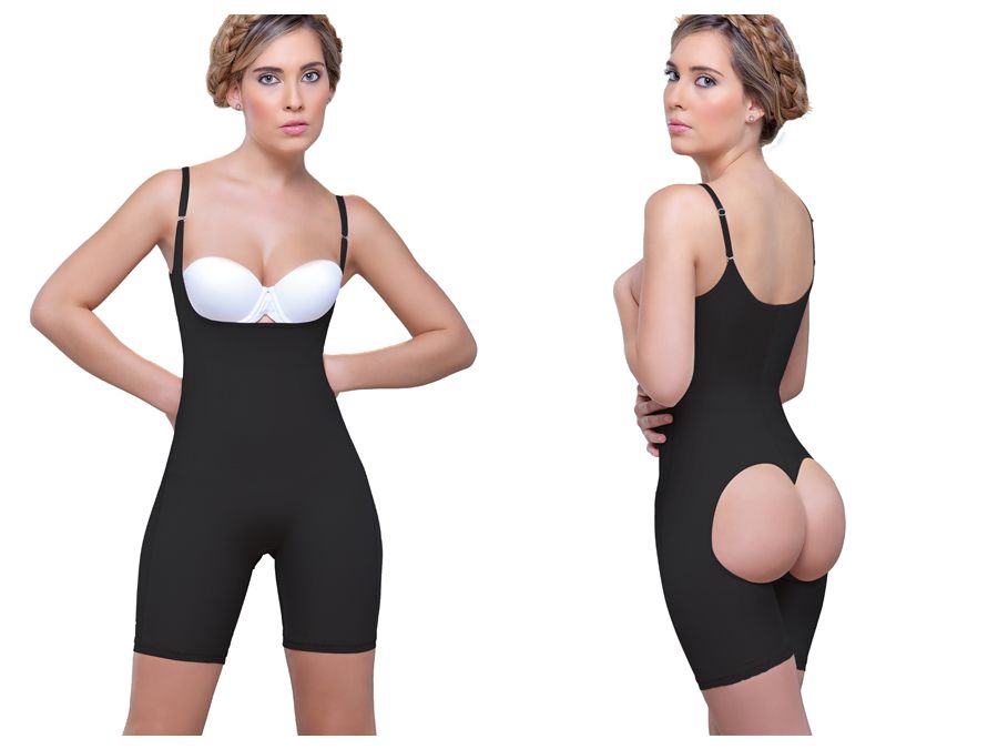 Vedette 914 Amelie Open Bottom Mid thigh Shaper Color Black