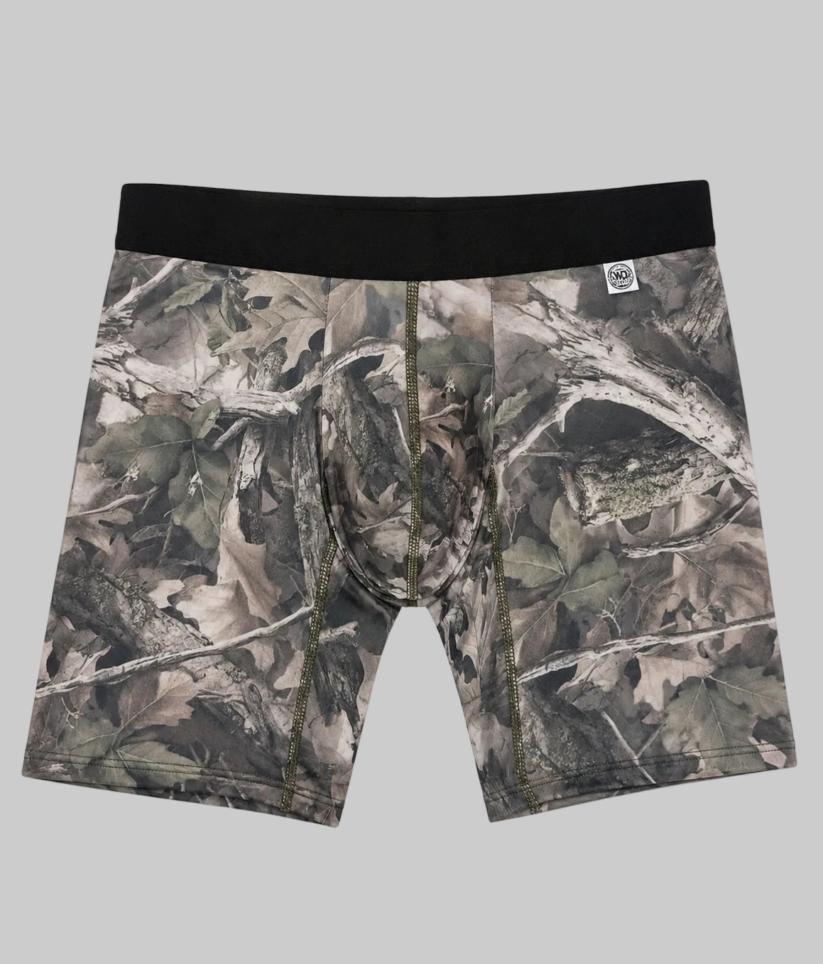 Men's Faded camo boxer brief with black elastic waistband, front product view
