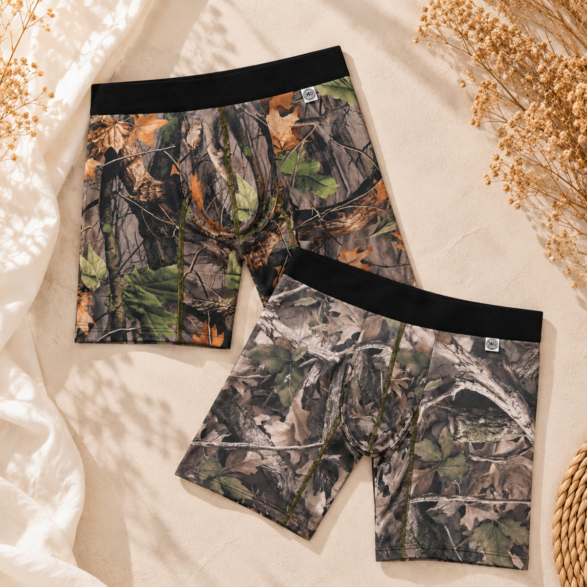 Men's Camo Boxer Brief 2-Pack Bundle - Faded + WoodLand - Wilderness Dreams