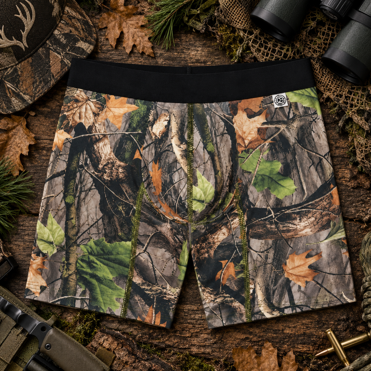 Men's Camo Hunting Boxer Brief - Moisture-Wicking - WoodLand