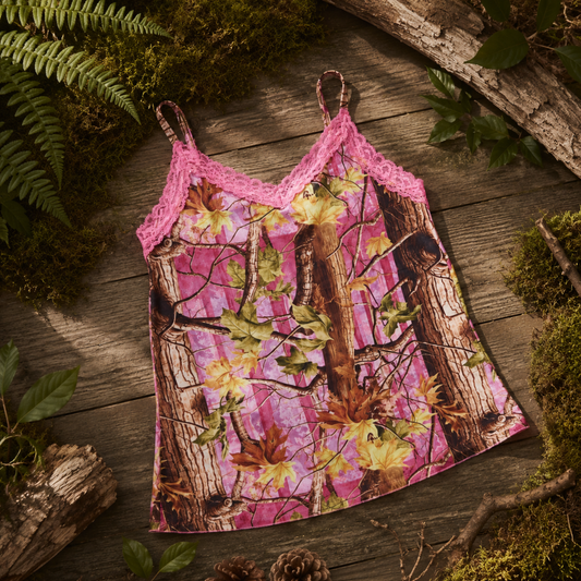 Women's Pink Camo Stretch Camisole - PinkWoods Hunting Tank Top - view 4