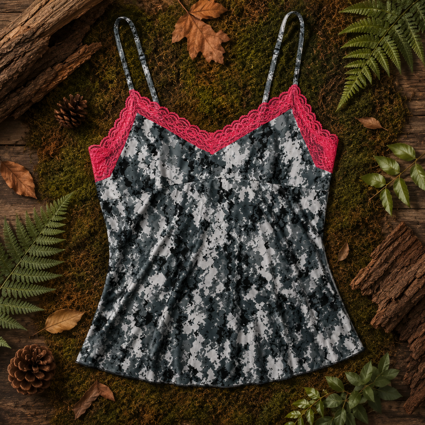 Women's Camo Lace Camisole - Envision Black Hunting Lingerie in Envision Red camo - view 7