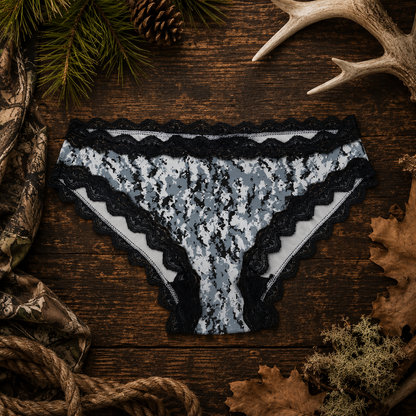 Women's Camo Lace Panty - Envision Black Hunting Underwear - Wilderness Dreams