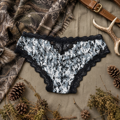 Women's Camo Lace Panty - Envision Black Hunting Underwear - Wilderness Dreams