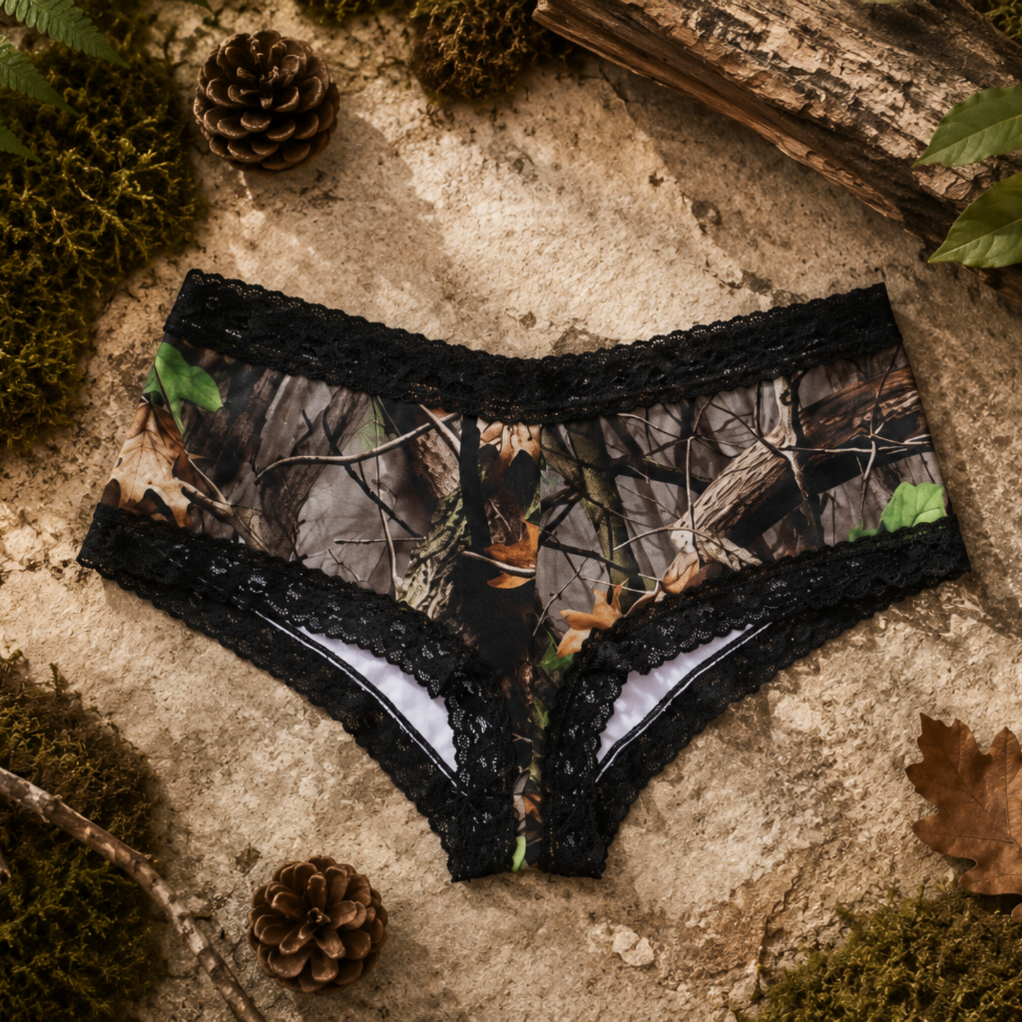 Women's Camo Stretch Boyshort - WoodLand Hunting Underwear - Wilderness Dreams