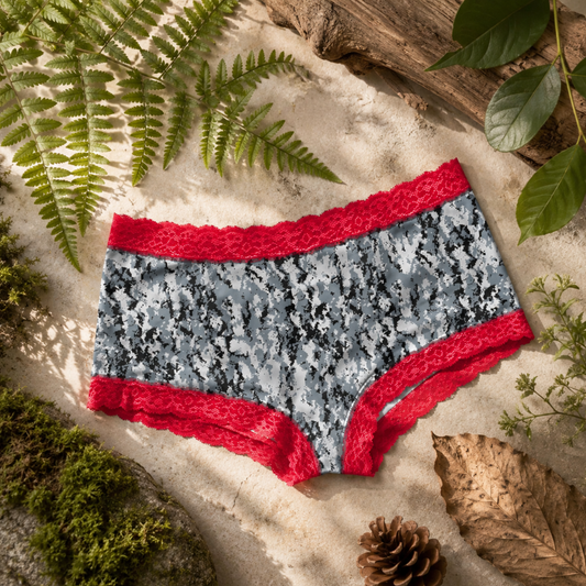Women's Camo Hunting Boyshort Panty - Envision Red Underwear - view 3