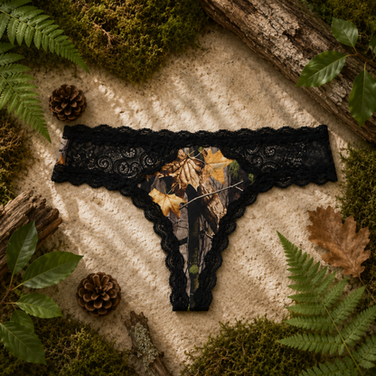 Women's Camo Lace Thong - WoodLand Hunting Underwear - Wilderness Dreams