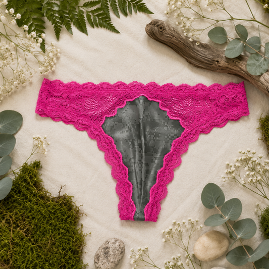 Women's Pink Camo Lace Thong - Atlas Fuchsia Hunting Underwear - view 3