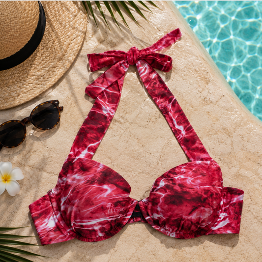 Women's Camo Bikini Halter Top - Red Navy Hunting Swimwear in Anemone Black camo - view 3
