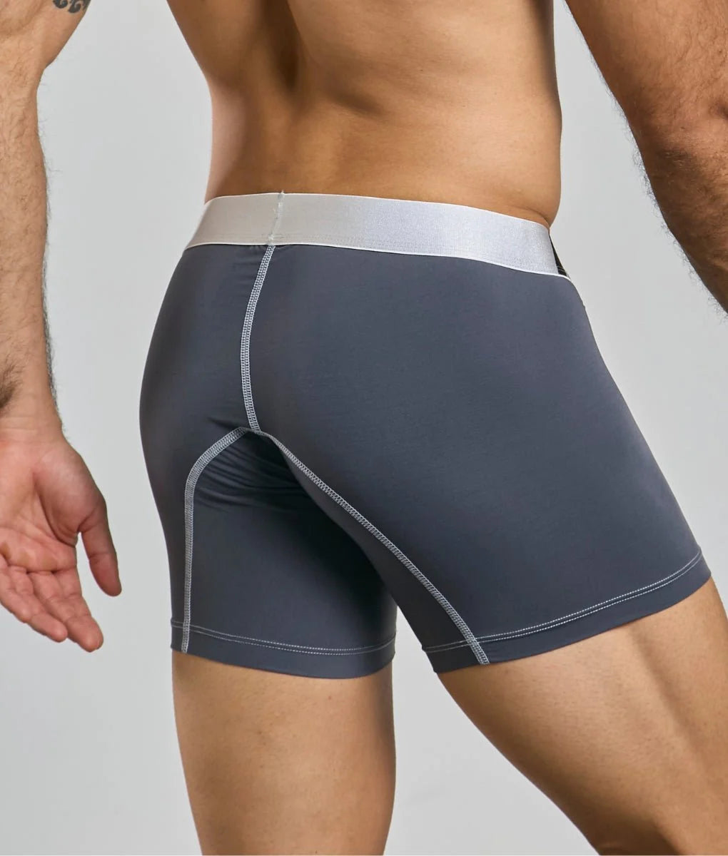 Men's performance microfiber boxer briefs in Gray - view 9