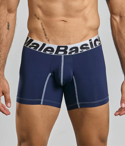 Men's performance microfiber boxer briefs in Navy - view 4