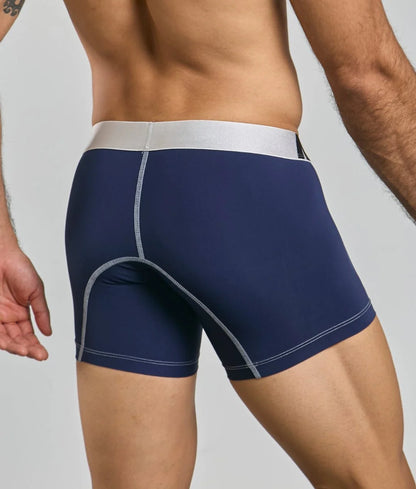 Men's performance microfiber boxer briefs in Navy - view 6