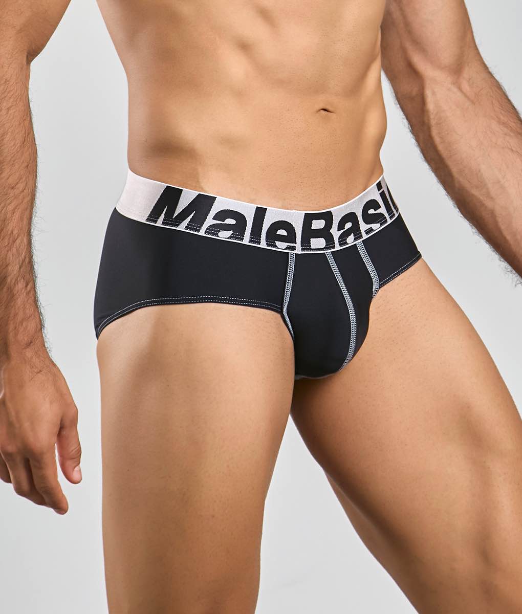 Men's stretch microfiber brief underwear in Black - view 2