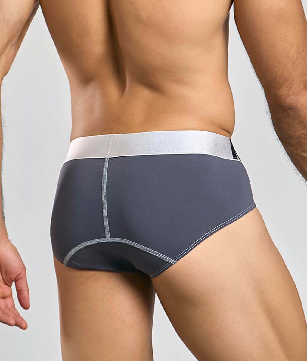 Men's stretch microfiber brief underwear in Gray - view 6