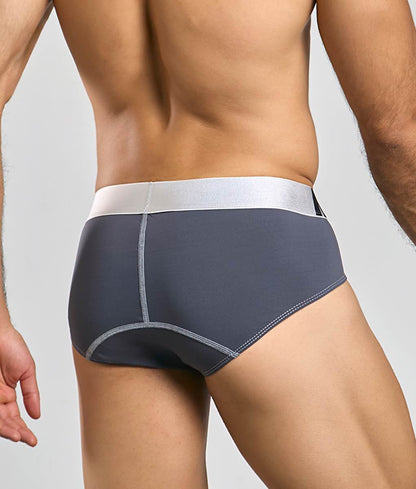 Men's stretch microfiber brief underwear in Gray - view 6