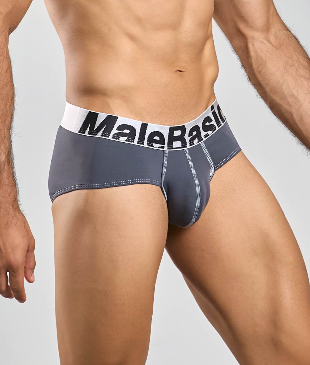 Men's stretch microfiber brief underwear in Gray - view 5