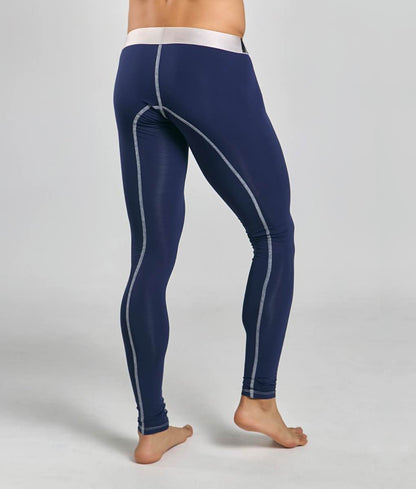 Men's microfiber performance long johns in Navy - view 2