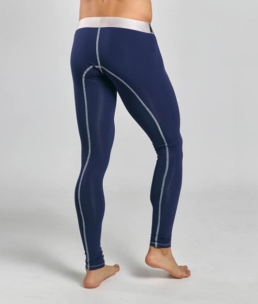 Men's microfiber performance long johns in Navy - view 2
